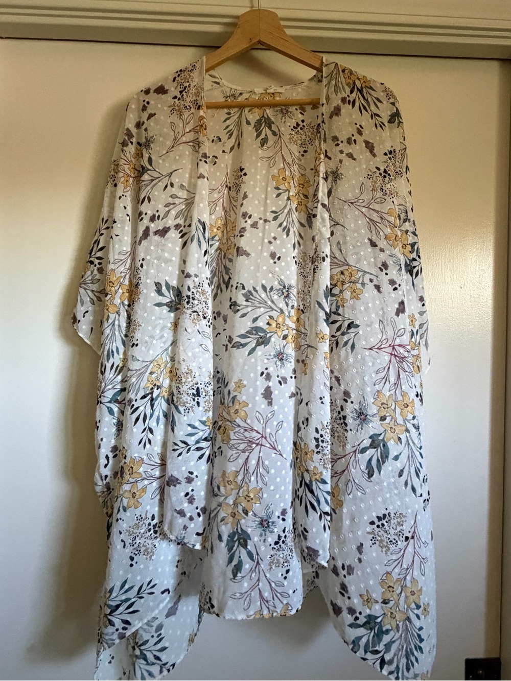 Maurices Floral Sheer Kimono - White, Yellow, Green
